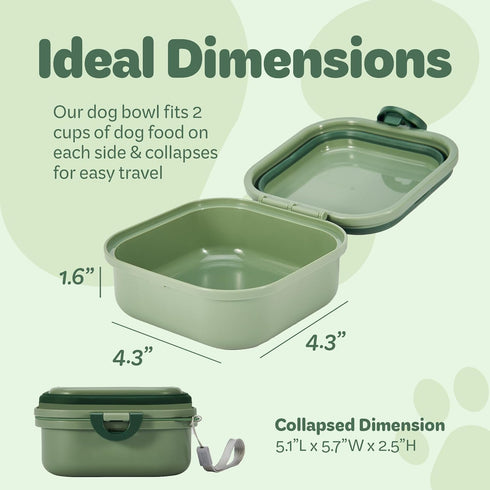 Collapsible Dog Water Bowl 30oz, 2 in 1 Portable Travel Dog Food Bowl with Lid, Easy Carry Loop Handle, Foldable Dog and Cat Food Bowl, Perfect fo...