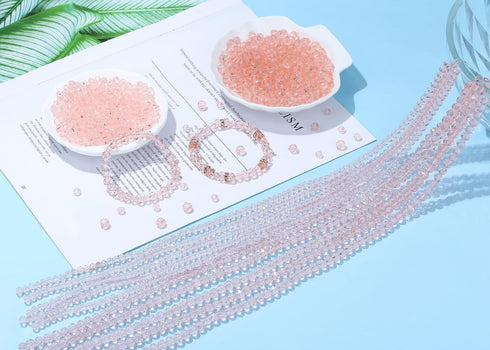 DUQGUHO Crystal Pink Beads,Glass Beads 500 Pcs,Glass Beads for Jewelry Making Loose Beads Bulk Glass Beads for Bracelets Crafts Earring 6/8mm...