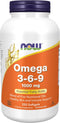 NOW Supplements, Omega 3-6-9 1000 mg with a blend of Flax Seed, Evening Primrose, Canola, Black Currant and Pumpkin Seed Oils, 250 Softgels...