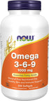 NOW Supplements, Omega 3-6-9 1000 mg with a blend of Flax Seed, Evening Primrose, Canola, Black Currant and Pumpkin Seed Oils, 250 Softgels...