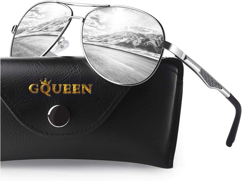 GQUEEN Classic Military Style Pilot Polarized Sunglasses Spring Hinges Al-Mg for mens womens MOS1...