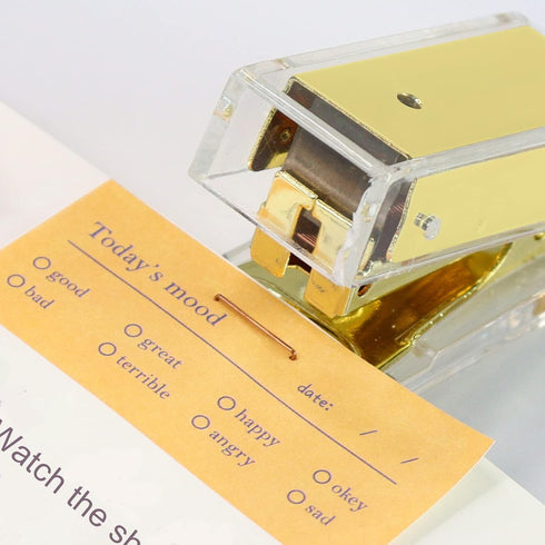 MultiBey Mini Gold Stapler with Staples, Acrylic Metal Desk Stapler with 26/6 Staples, 18 Sheets Capacity, Small Stapler for Women, Girls, Teenage...