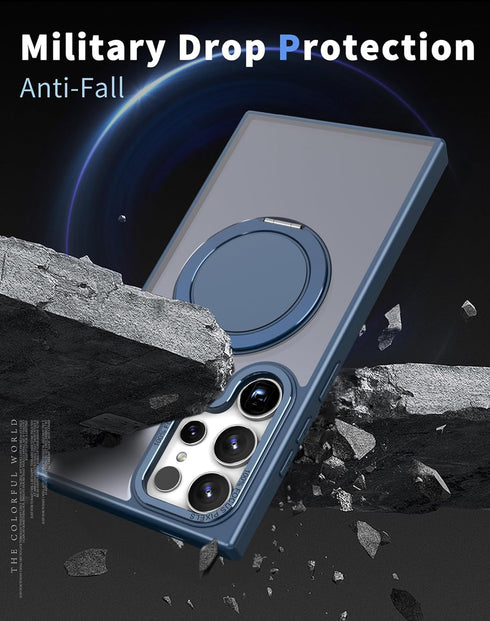 360° Rotation Magnetic Stand for Samsung Galaxy S22 Ultra/S23 Ultra Case with 2 Screen Protectors, Compatible with Magsafe, Military-Grade Drop Pr...