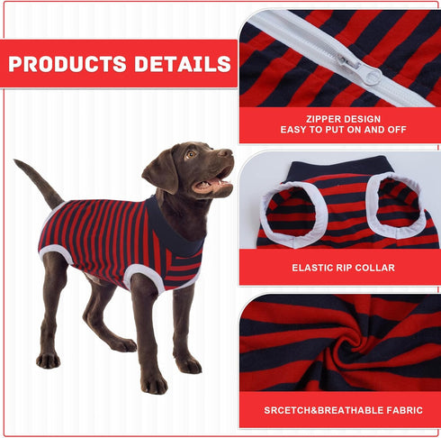 Recovery Suit for Dogs, Pet Recovery Suit After Surgery, Male Female Dog Neuter, Abdominal Surgical Suit, Striped Puppy Doggy Onesie Snugly Vest f...
