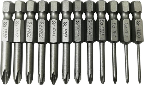 Phillips Cross Screwdriver Bits, 12Pcs 1/4 Hex Shank Magnetic Cross Phillips Screw Head Screwdriver Bits Electric Screwdriver Set Power Tools | 2 ...