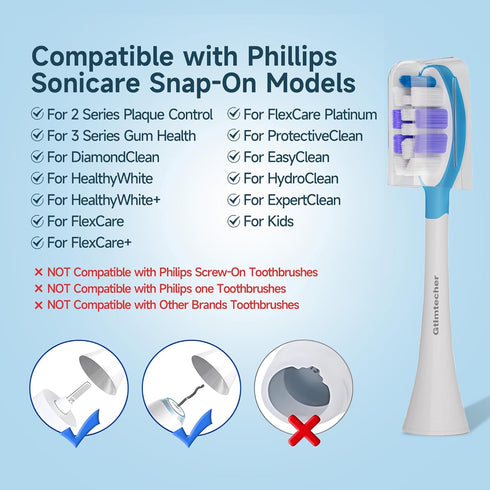 Electric Toothbrush Heads for Philips Sonicare Replacement Heads, 8 Pack Replacement Toothbrush Heads Soft Philips Sonicare A3 Sensitive Replaceme...