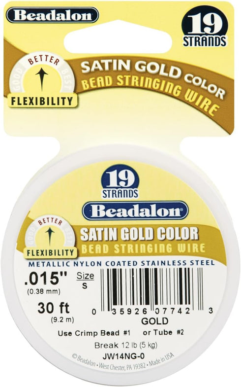 .38mm 19 Strand Satin Stringing Wire - 30Ft/Gold...