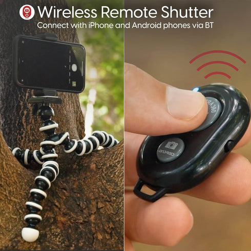 TALK WORKS Flexible Tripod for iPhone, Android, Camera - Bendable Legs, Adjustable Stand Holder with Mini Wireless Remote for Selfies, Vlogging, B...