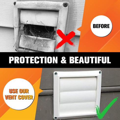 Funmit 4" Dryer Vent Cover for Exterior Wall Vent Hood Outlet Airflow Vent Dryer Air Vent with Screen Includes 4 Screw for Easy Installation (White)