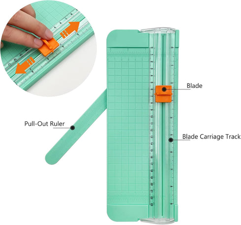 Paper Cutter, A4 Paper Trimmer with Security Safeguard & Side Ruler Portable Straight Edge Cutter for Scrapbooking Craft Paper, Photos, Label, Car...