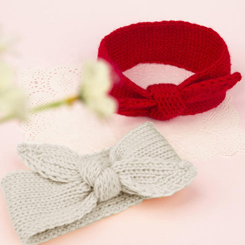 Utaly Winter Cute Kids Baby Girls Knit Rabbit Knotted Headband Headwrap Earwarmer (Red + Beige, Stretchy)...
