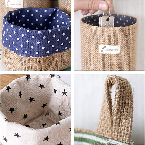 4 PCS Storage Basket,Wall Hanging Storage Bag,Small Hanging Baskets Wall,Hanging Pocket,Hanging Wall Storage,Wall Basket Storage,Baskets Hanging o...