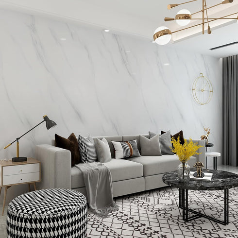 JSEVEM Grey White Marble Wallpaper Peel and Stick 15.74"×118.11" Granite Waterproof Contact Paper Self Adhesive Removable Decor Vinyl Wall Paper S...