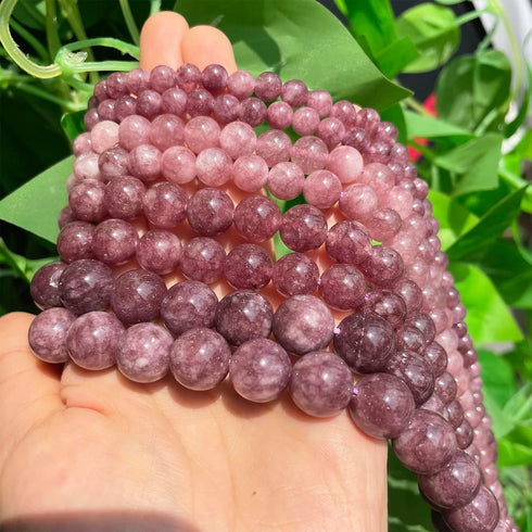 Yochus 10mm Lepidolite Round Loose Beads Natural Stone Beads for Jewelry Making...
