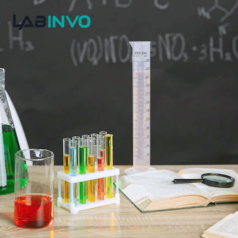100 mL Graduated Cylinder Set, 6pcs of Blue Printed Plastic Measuring Cylinder, Hexagonal Base, with Spout, IN-MC100...
