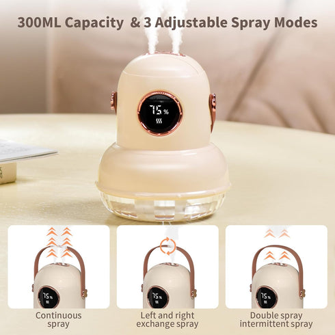 Cool Mist Humidifier with Night Light,Portable Mini Air Humidifier with LED Screen,Ultra-Quiet Wireless Humidifier Three Spray Modes for Baby Kids...