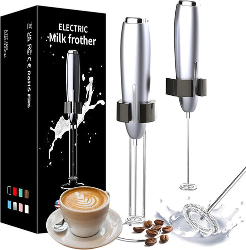 Milk Frother Handheld, Kitchen Powerful Electric Foam Maker with Stand, Battery Powered Foamer Blender Drink Mixer for Coffee Latte Cappuccino Hot...
