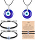 Yaomiao Evil Eye Bracelets with Necklace Set, 2 Pieces 7 Knot Red Rope Bracelet Amulet Lucky Bracelets with Card, 2 Pieces Evil Eye Pendant Neckla...