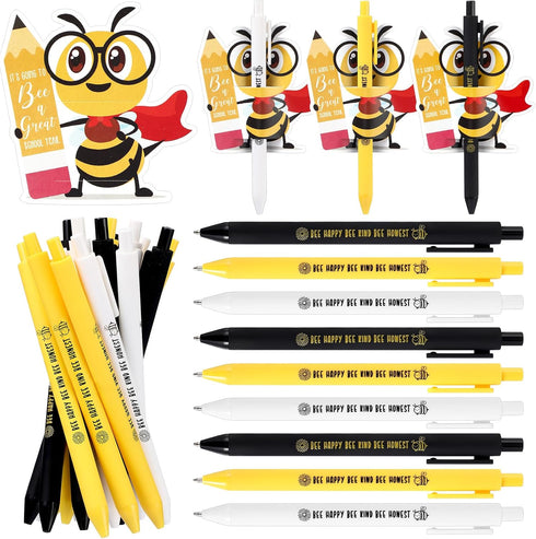 30 Sets Bee Theme Back to School Gifts Include Bee Ballpoint Pens Cute Bee School Year Cards First Day of School Gift for Student Boy Girls Classr...