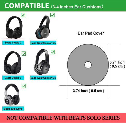 JARMOR Earpads Sweater Cover Protectors with Stretchable Knit Fabric for Beats Studio 3/2 Bose QC35 25 15 Headphones and Other Headsets with 3-4 I...