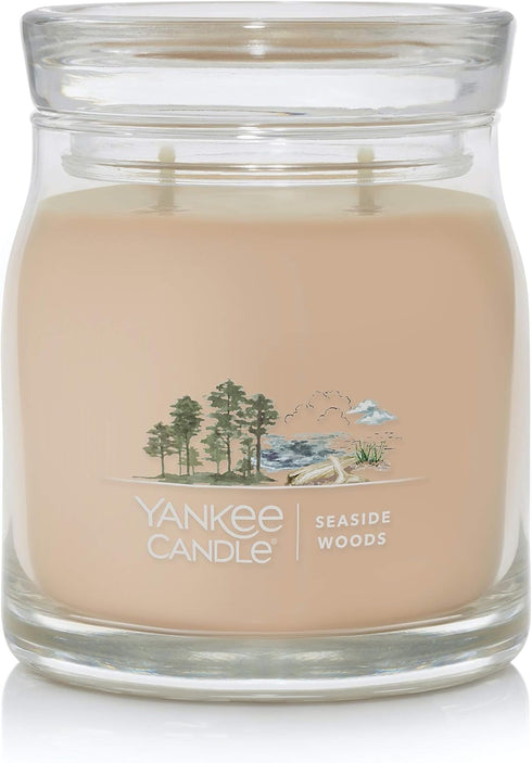 Yankee Candle Seaside Woods Scented, Signature 13oz Medium Jar 2-Wick Candle, Over 35 Hours of Burn Time...