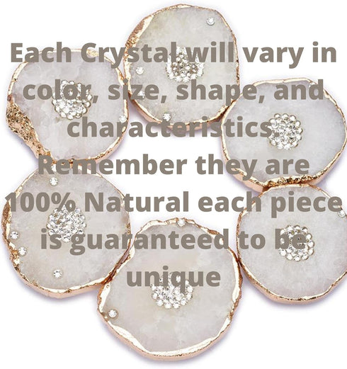 White Agate Stone Crystal Phone Grip Premium Phone Stand Druzy Quartz Healing Crystal Natural Gemstone with Gold Trim and Crystal Design Phone Gri...