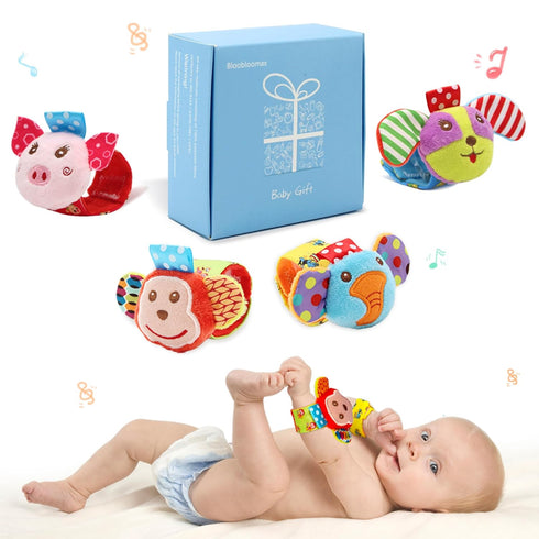 Wrist rattles for Babies 0-24 Months Baby Animal Hand & Foot Finder Educational Toys (4W)...