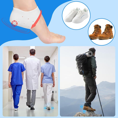 Heel Cups, Plantar Fasciitis Inserts, Heel Pads Cushion (8pcs) Great for Heel Pain, Heal Dry Cracked Heels, Achilles Tendinitis, for Men & Women. ...