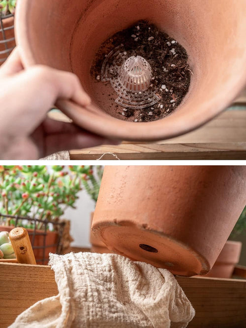 30PCS Plastic Cone Flower Pot Hole Mesh Pad 3 Sizes DIY Planter Bottom Cone Mat Mesh Hole Screens Bonsai Bottom Mat Prevent Soil Loss Leak-Proof P...
