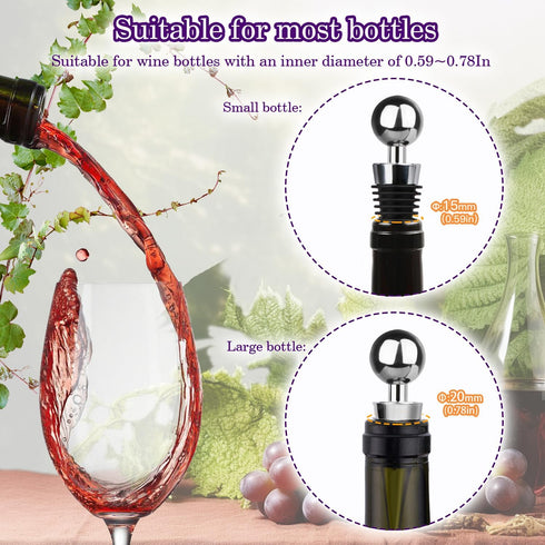 5 Pcs Wine Stopper Bottle Stopper Wine Saver, Yimerlen Silicone Vacuum Wine Bottle Corks, Reusable Wine Stopper Used for Bar, Holiday Party Keep W...