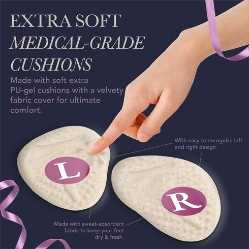 Ballotte Ball of Foot Cushions for Women & Men, High Heel Comfort Pads, Comfy Metatarsal Pads Women for Heels & Footwear, Foot Pads for Ball of Fo...