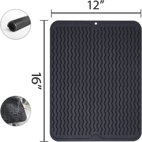 Silicone Dish Drying Mat for Multiple Usage, Easy clean, Eco-friendly, Heat-resistant Silicone Mat for Kitchen Counter, Sink, Refrigerator, drawer...