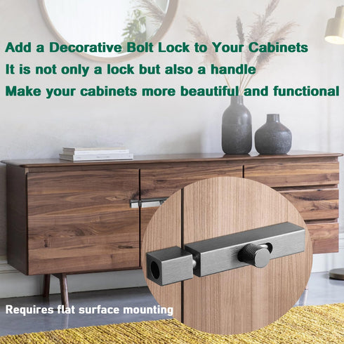 Gear Handle French Door Lock,Door Locks Latch Barrel Bolt Latch,Dead Bolt Locks for Doors Inside,Door Safety Locks from Inside Bathroom Stall Lock...