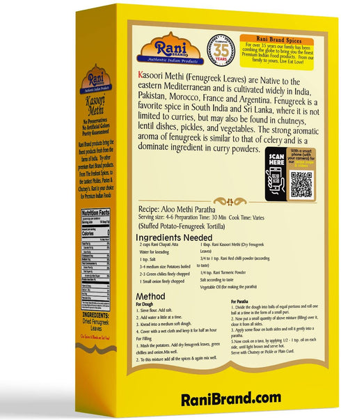 Rani Fenugreek Leaves Dried (Kasoori Methi) 1oz (28g) ~ All Natural | Vegan | Gluten Friendly | NON-GMO | Indian Origin...