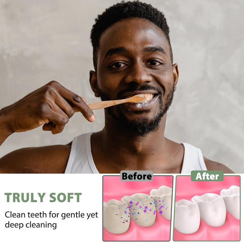 8 Count Biodegradable Bamboo Toothbrushes - Natural Toothbrush Value Pack - Extra Soft Toothbrush for Adults, Good for Sensitive Teeth and Gums...