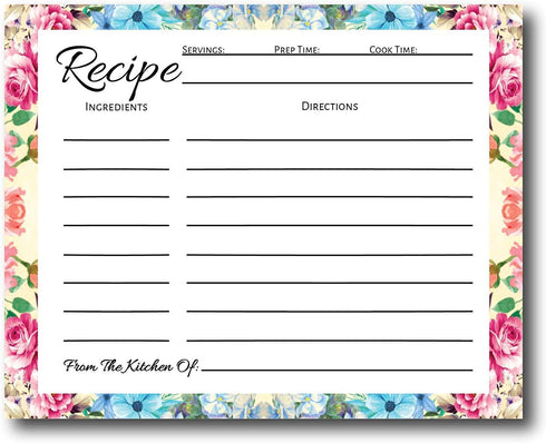 Recipe Box with Cards (50 Count Floral Recipe Cards), Recipe Card Box, Recipe Tin, Recipe Boxes, Recipe Cards 4x6 Inches, 4x6 Recipe Cards, Metal ...