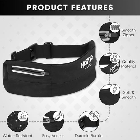 Kisma Running Fanny Pack and Sport Waist Belt for Runners, Hikers, and Travelers, Lightweight Moisture-Wicking Neoprene, Long Adjustable Strap to ...