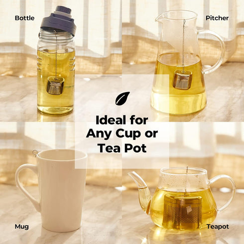 Reinmoson 2 Pack Tea Balls for Loose Tea, 304 Stainless Steel Extra Fine Mesh Tea Infusers for Loose Tea, Retractable Chain Design Tea Strainers f...