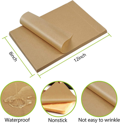 QYH 100 Pcs Parchment Paper Sheets for Baking, 8x12 Inches Unbleached, Precut Parchment Paper for Baking Cookies, Frying, Air Fryer, Cooking, Gril...