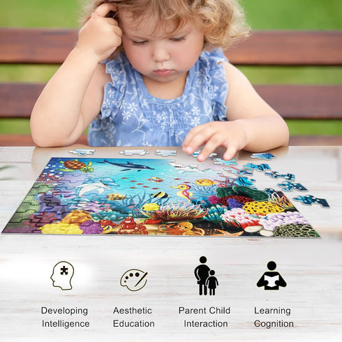 100 Piece Puzzles for Kids, Underwater World Jigsaw Puzzles for Toddler Children Learning Preschool Educational Puzzles Intellectual Development T...