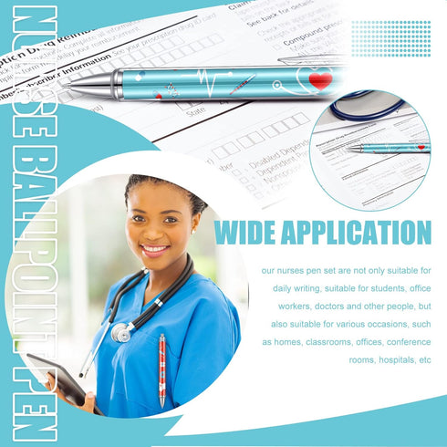Nurse Ballpoint Pens Set 6 Designs Cute Nurse Pens 1.0 mm Black Ink Rotating Message Ballpoint Pens Funny Appreciation Gift Pens for Nurse Week Me...