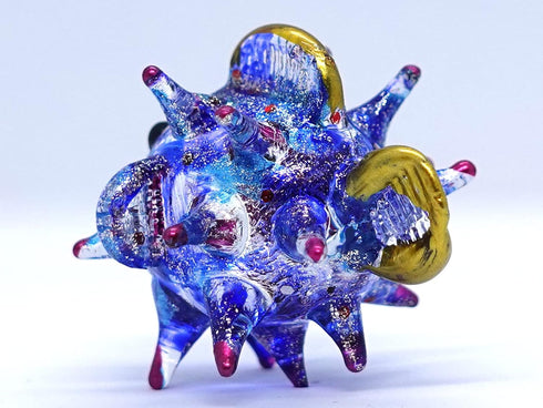 Puffer Miniature Hand Blown Glass Art Figurines Sea Animals Collectible Gift Home Décor (Purple Blue)...