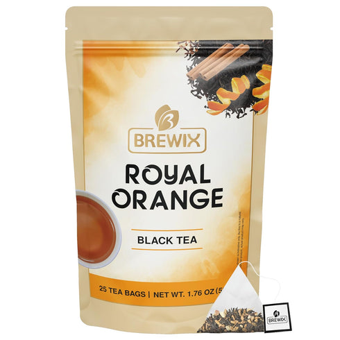 BREWIX, Royal Orange Spice Black Tea (25 Pyramid Tea Bags) | Black Tea with Orange and Spices | Premium Black Tea with Orange | Iced Tea Bags | Ca...