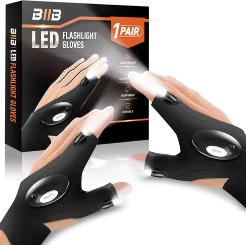 BIIB Gifts for Men, LED Flashlight Gloves Cool Gadgets Birthday Gifts for Men, Mens Gifts for Him Who Have Everything, Fishing Gifts for Men, Him,...