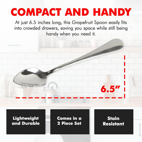 Chef Craft Select Serrated Grapefruit Spoon, 9 inch 2 piece set, Stainless Steel...