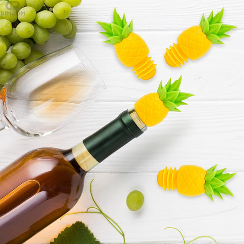 4Pcs Wine Stoppers for Wine Bottles - Pineapple Wine Stopper Wine Bottle Caps Reusable Wine Bottle Stopper Silicone Wine Stopper - Pineapple Bottl...
