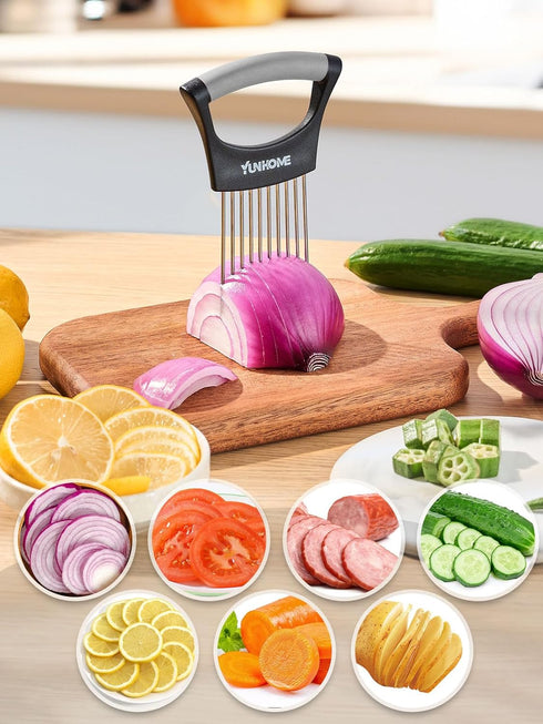 Onion Slicer, YUNHOME Stainless Steel Onion Cutter for Slicing and Storage Onions, Tomato, Eggs, Fruit and Vegetables, Home Essentials & Kitchen G...