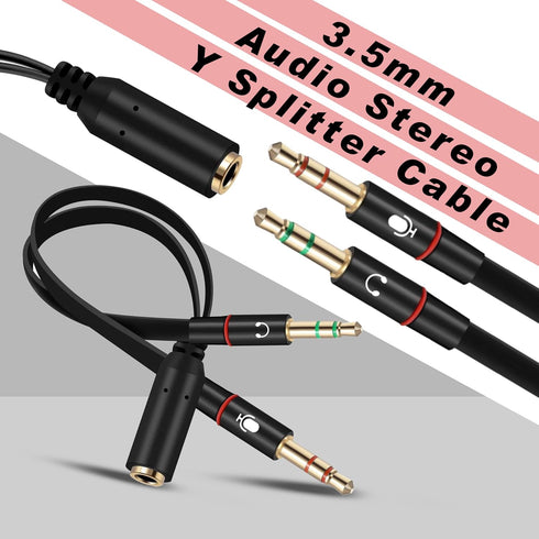 SaiTech IT 3.5 mm Exclusives Headphone Splitter for Computer 3.5mm to 2 Dual Mic Audio Y Splitter Cable Smartphone Headset to PC Adapter, Tablet (...