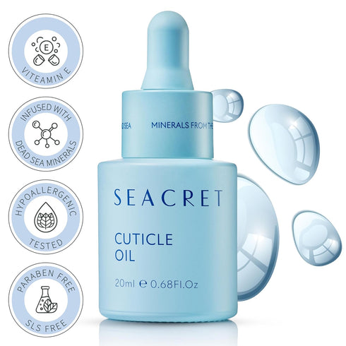 SEACRET CUTICLE OIL: Dead Sea Mineral Nail Care Treatment with Calendula, Argan, Jojoba, Sweet Almond, & Grape Seed Oils, and Vitamin E, Protects ...