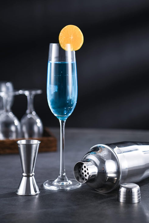 Cocktail Shaker with Double Measuring Jigger,Professional Stainless Steel 24oz Martini Shaker Set,Drink Built-In Strainer,Bartender Kit....